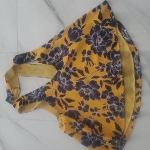 Beautiful summer top ~small ~yellow and blue flowers  by half n half